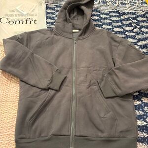 NWT Comfort Travel Essentials Steele Gray Zip-Up Hoodie Unisex